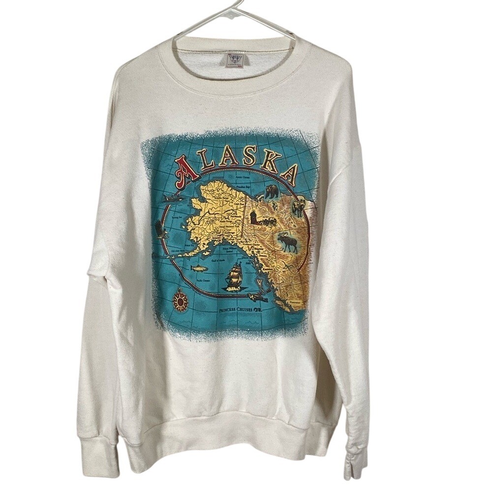 Vintage Alaska tourist crewneck sweatshirt size XL made in USA travel vacation